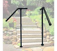 ZYXQQJ Pasamanos De Un Solo Poste Pasamanos Para 1-2 Escalera Al Aire Libre Barandilla De Mano Negra, 65 75 85 90cm Barandilla De Porche Montada En El Piso(75cm/29.5in)