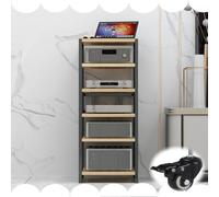 ZYXQQJ Soporte Multimedia AV Gabinete De Componentes con Ruedas Estantería para Audio Y Vídeo Soporte Esquinero para TV con Estante Ajustable(Light Walnut,6 Tier)
