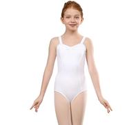 ZYXWVU Body de Ballet Elegante para Niñas con Tirantes Anchos - Traje Cómodo de Danza Clásica Infantil, Ropa de Baile para Niños, blanco 150