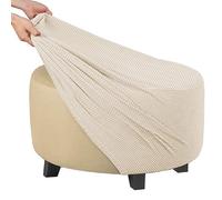 ZYYH Fundas Otomana Redondo elásticas Funda de Reposapiés Sofá Protector de Puff Funda Protectora para Taburete otomano Beige (Color : #1, Size : 20-23")