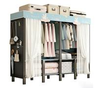 ZYYLIVR Armario Portátil con Cubierta,Perchero Plegable,Organizador De Almacenamiento De Ropa De Tubo De Acero,Armario De Tela,Espacio De Perchero para Guardar Ropa De Cama(170x130cm)