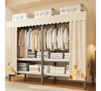 ZYYLIVR Armarios De Tela Plegable,Guardarropa Organizador De Ropa Sin Instalación,Ropero con Marco Metálico,Perchero Plegable Portátil para Dormitorio Sala,Guardarropa Organizador(130cm/51.1in)