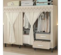 ZYYLIVR Armarios Grande con Marco De Acero,Ropero Metal con Varillas,Perchero Plegable,Guardarropa para Ropa,Ahorra Espacio para Colgar,Guardarropa De Almacenamiento Ordenado Dormitorio(150CM/59IN)