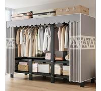 ZYYLIVR Armarios Plegable De Tela,Ropero Portátil con Varillas,Perchero Sin Instalación,Organizador Guardarropa Plegable,Armarios De Dormitorio,Ropero Resistente con Cubierta De Tela(150cm/59in)