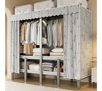 ZYYLIVR Armarios Plegable,Guardarropa De Metal con Varillas,Armarios Portátil con Cubierta Resistente,Ropero Resistente,Grande Perchero Portátil Resistente para Vestidor,Dormitorio(110cm/43.3in)