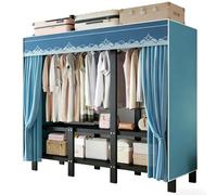 ZYYLIVR Armarios Portátil,Armarios Grande Y Resistente,Ropero Resistente,Perchero para Vestidor,Dormitorio,Armarios Portátil con Varillas para Colgar,Guardarropa De Tela para Ropa(Blue1,220cm/86.6in)