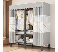 ZYYLIVR Armarios Portátiles,Ropero Plegables Grande,Estantes De Almacenamiento De Ropa,Estantes De Almacenamiento De Perchero con Estantes Y Tapas Colgantes,Guardarropa con Varillas(125cm/49.2in)
