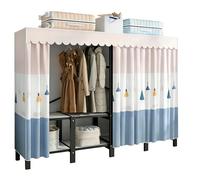 ZYYLIVR Grande Armarios Portátil,Armarios Plegable para Colgar Ropa,Cortina De Gasa,Perchero Ropero Resistente,Guardarropa De Almacenamiento,Guardarropa De Acero Temporal Armario(Pink,210cm/82.7in)