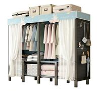 ZYYLIVR Perchero Cubierto Resistente con Cubierta,Armario Plegable Portátil De Metal,Perchero Cubierto Plegable,Grande Ropero De Tela,Almacenamiento De Ropa para Dormitorio,Vestidor(Blue,170x145cm)