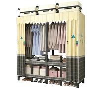 ZYYLIVR Perchero De Tela Portátil De Metal,Ropero De Tela con Cremallera,Organizador para Colgar Prendas,Armario Grande Abierto,para Dormitorio Y Dormitorio,Ropa Y Prendas Colgadas(Yellow,240cm/95in)