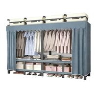 ZYYLIVR Perchero De Tela Portátil De Metal,Ropero De Tela con Cremallera,Organizador para Colgar Prendas,Armario Grande Abierto,para Dormitorio Y Dormitorio,Ropa Y Prendas Colgadas(Blue,150cm/59in)