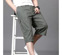ZYYZDM Capris Men's Cotton Summer Thin Beach Loose Casual Green Shorts
