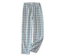 ZYYZDM Cotton Trousers Plaid Knitted Sleep Mens Pajamas Pants Bottoms Sleepwear Pajama Short