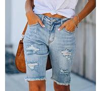 ZYYZDM Cycling Denim Woman Fashion Tassel Tight Five-Point Shorts Washed Sexy Female Summer Thin Short Jeans