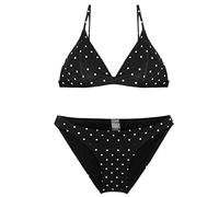ZYYZDM Female European and American Split Three-Point Bikini Polka-Dot Printing Slim Triangle Hot Spring Swimsuit