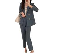 ZYYZDM Ladies Pantsuit Solid Business Work Wear Blazer Jacket and Trouser Female Formal Two Pieces Sets
