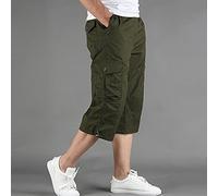 ZYYZDM Long Length Cargo Men Summer Casual Cotton Multi Pockets Hot Breeches Cropped Trousers Shorts 5XL