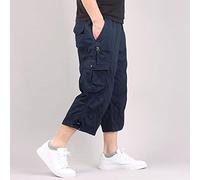 ZYYZDM Long Length Cargo Men Summer Casual Cotton Multi Pockets Hot Breeches Cropped Trousers Shorts 5XL