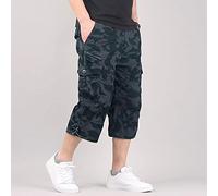 ZYYZDM Long Length Cargo Men Summer Casual Cotton Multi Pockets Hot Breeches Cropped Trousers Shorts 5XL