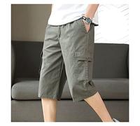ZYYZDM Loose Cropped Men's Summer Wear Thin Multi-Pocket Workwear Shorts All-Match 7-Point Pants