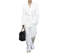 ZYYZDM Men Suits Solid Color 2 Piece Set Notch Lapel Double Breasted Loose Male Suit Business Wedding Blazer Pants