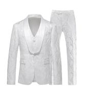 ZYYZDM Men's 3-Piece Floral Jacquard Suit Set Wedding Prom Tuxedo with Jacket, Vest & Pants