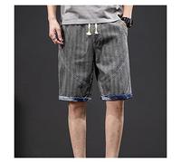 ZYYZDM Men's Blue Black Shorts Summer Men's Mid-Waist Denim Thin Shorts Elastic Five-Point Pants