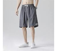 ZYYZDM Men's Casual Basketball Thin Quick Drying Ice Silk Loose Summer Grey Shorts with Pockets