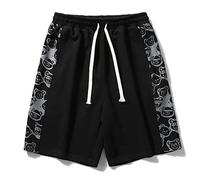 ZYYZDM Men's Casual Beach Lightweight Couple Summer Cartoon Black Shorts with Pockets