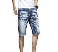 ZYYZDM Men's Denim Shorts Summer Ripped Jeans Shorts Men's Slim Straight Five-Point Pants Thin Pants Men