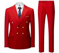 ZYYZDM Men's Double Breasted Suit Trousers/Man'S Business Suit Jacket Blazers Coat Pants 2 Pcs Set