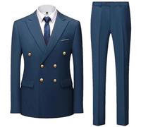 ZYYZDM Men's Double Breasted Suit Trousers/Man'S Business Suit Jacket Blazers Coat Pants 2 Pcs Set