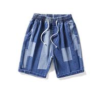 ZYYZDM Men's Shorts Spring/Summer Black Blue Denim Shorts Stretch Denim Shorts Loose Straight Denim Shorts