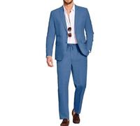 ZYYZDM Men's Summer 2-Piece Linen Suit Set | Classic Fit Casual Lightweight Blazer & Pants