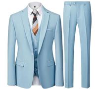 ZYYZDM Men's Wedding Solid Color Business Suit 3 Pieces Set/Male Two Button Blazers Trousers Vest Tcoat