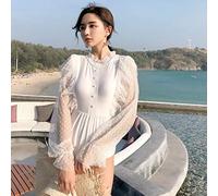ZYYZDM One Piece Bikini Lady'S Swimsuit Women Closed Light Luxury Super Fairy White Long Sleeve Lace Solid Spandex Surfer