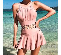 ZYYZDM One Piece Swimsuit for Girls Guard Women Swimwear Large Size Swiming Suit New Skirt Female Backless Solid
