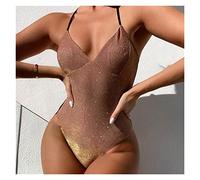 ZYYZDM One-Piece Swimsuit Women V-Neck Backless Patchwork Girl Beach Adjustable Suits Swimwear