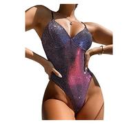 ZYYZDM One-Piece Swimsuit Women V-Neck Backless Patchwork Girl Beach Adjustable Suits Swimwear