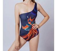 ZYYZDM One-Shoulder and One-Shoulder Chinese Style One-Piece Triangle Bikini Conservative Swimsuit with Thin Opening Back