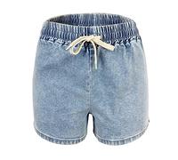 ZYYZDM Summer Blue Denim Shorts Women's Full Belt Loose Women's Elastic Waist Jeans Women's Bottoming