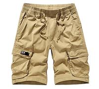 ZYYZDM Summer Cargo Shorts Men's Letter Embroidered Multi Pocket Shorts Loose Khaki Shorts