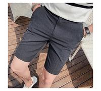ZYYZDM Summer Elastic Waist Knee Length Business Formal Wear Straight Shorts Men Clothing Slim Fit Casual Short