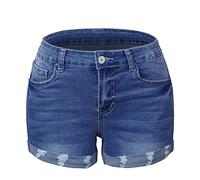ZYYZDM Summer Ladies Denim Shorts Skinny Street Jeans Classic Blue Shorts Pocket Jeans Womens