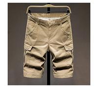 ZYYZDM Summer Men's Khaki Cargo Shorts Straight-Leg Jeans Knee-Length Five-Point Pants Loose Thin Pants