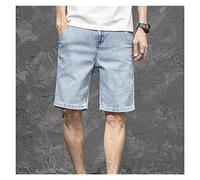 ZYYZDM Summer Men's Straight Denim Shorts Zipper Grey Short Jeans Thin Dark Blue Denim Shorts