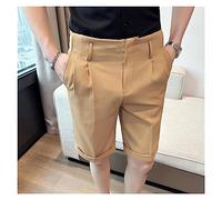ZYYZDM Summer Straight Suit Shorts Men Slim Fit Business Formal Knee Length Short Pants
