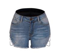 ZYYZDM Summer Stretch Jeans Shorts Pocket Women's Black Tassel Tassel Rivet Botón de Mezclilla Pantalones Cortos de Mezclilla
