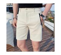 ZYYZDM Zipper Pockets Summer Knee Length Shorts For Men Clothing Business Casual Slim Fit Straight Short