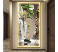 ZYZSY Arte de Pared 3D de Paisaje de Pino Chino con luz, Escultura artística de Pared 3D, Moderna Y Sencilla para Sala De Estar, Pasillo, Entrada Y Oficina(Gold 1,60 * 120cm/24 * 47in)
